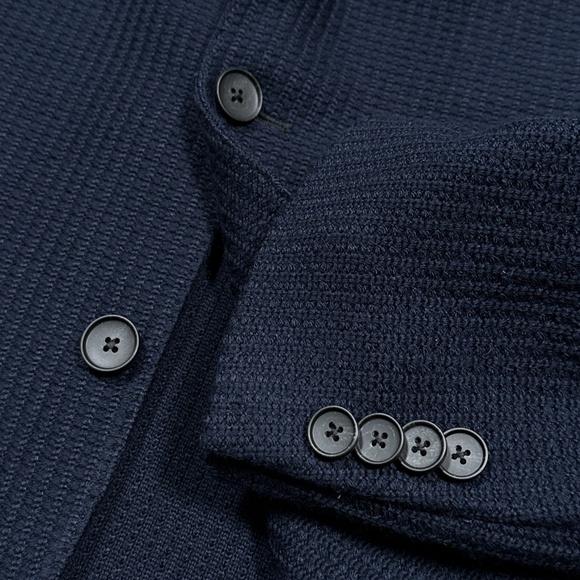 Hugo Boss Nold Thick Knit Wool Blend Unstructured Blazer Navy Blue Mens US 44 R - Picture 5 of 15